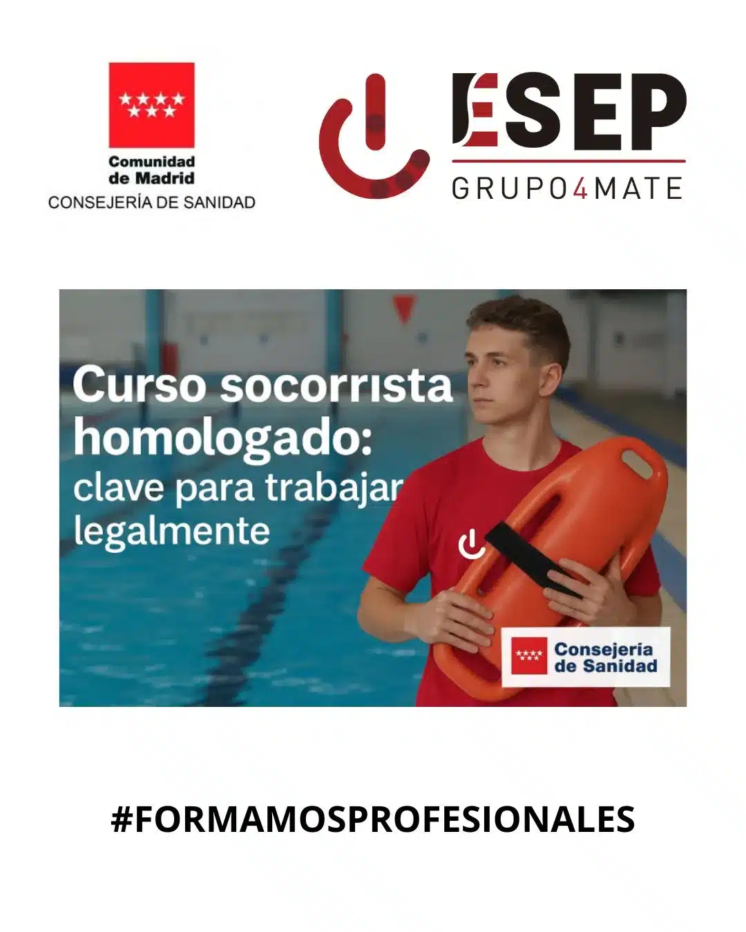 Alumno en curso socorrista homologado por la Consejería de Sanidad en piscina de Madrid