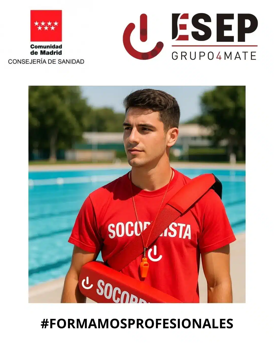 Joven socorrista cumpliendo requisitos legales para trabajar en Madrid